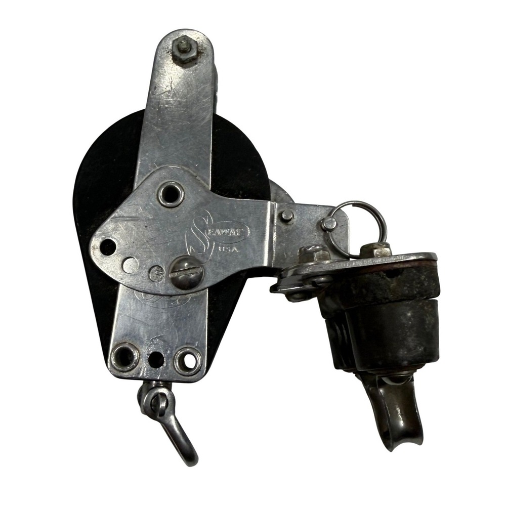 Seaway USA Sailboat Pulley Block with Cam Cleat & Swivel Shackle Marine Hardware